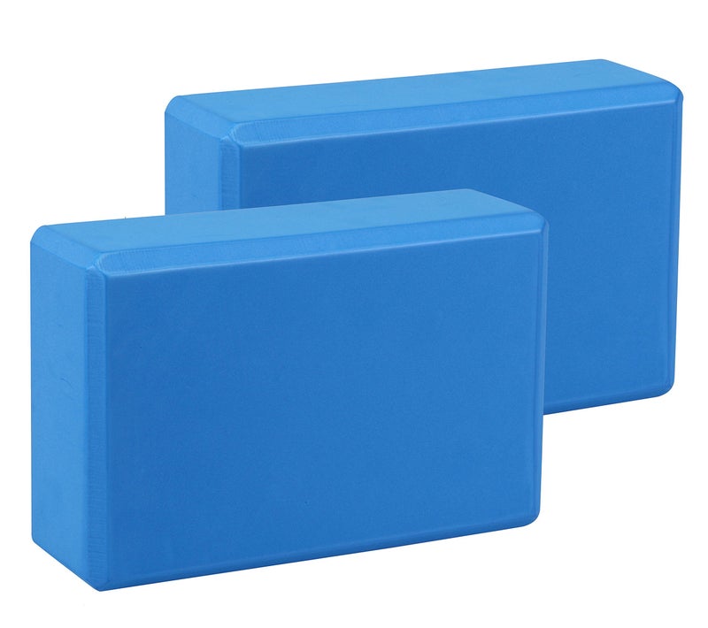 EXERZ Yoga Blocks 2pcs Gym Bricks, Comfortable Fitness Yoga Bricks, Anti-Slip, Pilates Practice (Blue) - Image 1